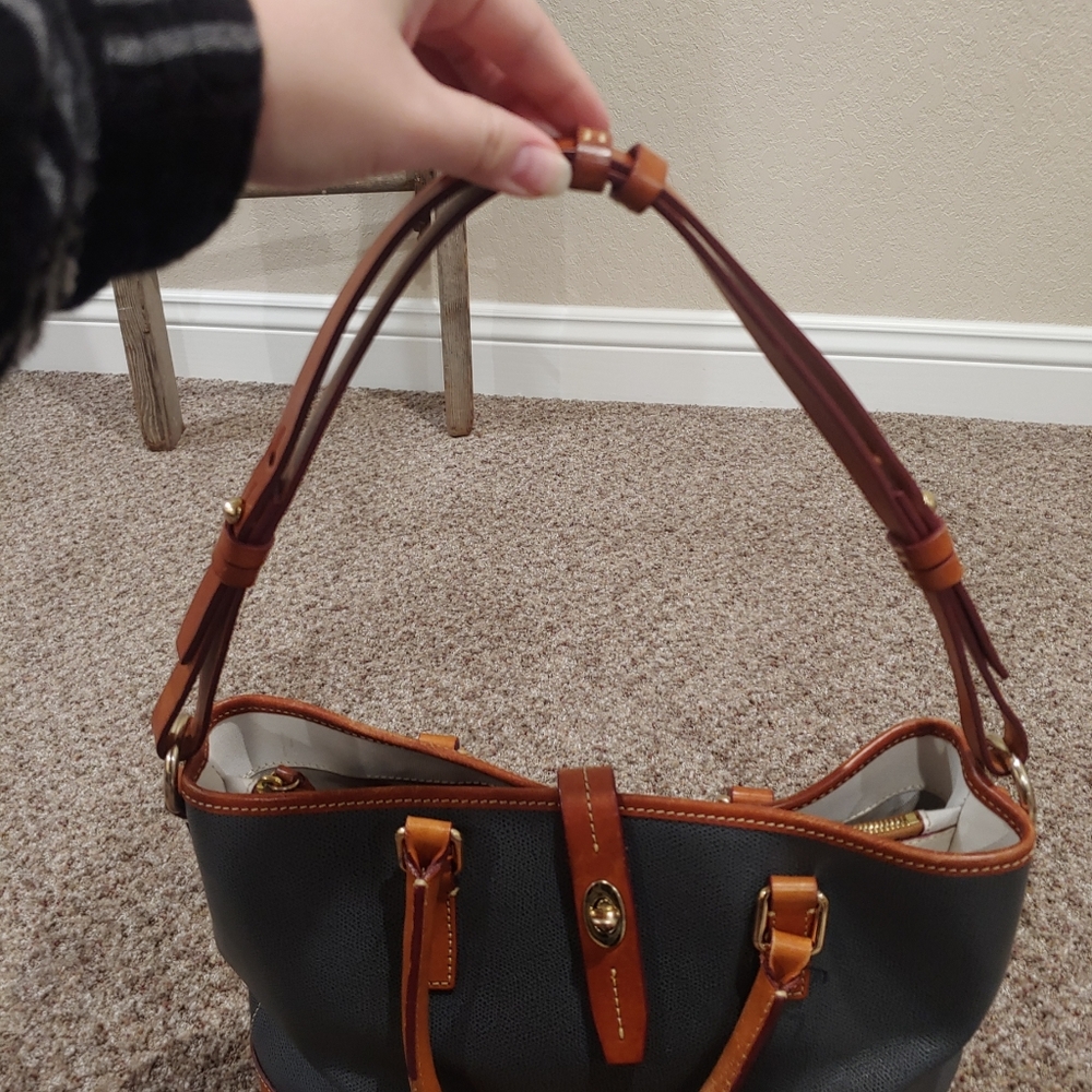 Dooney & Bourke Green & Brown Leather Handbag - Picture 4 of 12